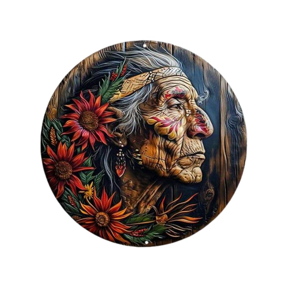 Unique African Mask Circular Aluminum Sign Wall Decor Art Painting Wreath Suitable for Home Caf É Bar Office Party Decoratio