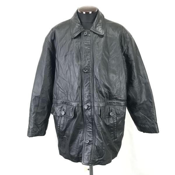 Beer Cow Leather Quilted Coat Jacket LL Black(USED)
