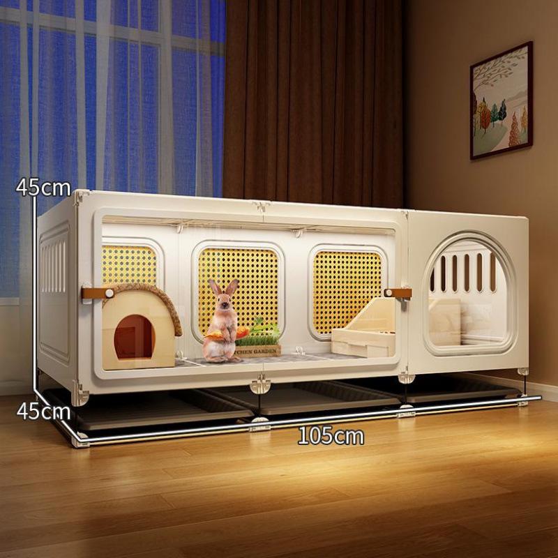 Großer Kaninchenkäfig mit integrierter Toilette für Zuhause - Geeignet für Meerschweinchen und Zierhaustiere