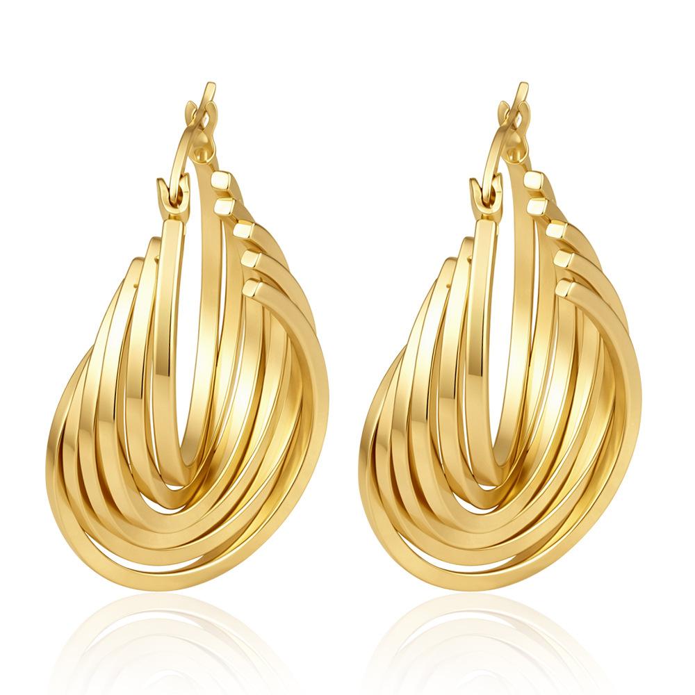 Direct supply multi-layer stainless steel earrings women's trend light luxury versatile earrings plated 18k earrings fashion