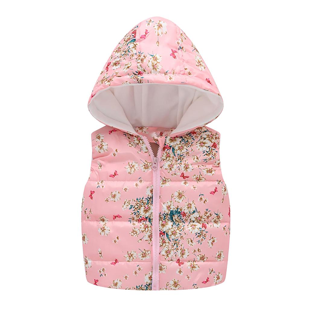 Toddler Baby Girls Winter Cartoon Windproof Coat Hooded Warm Outwear Waistcoat