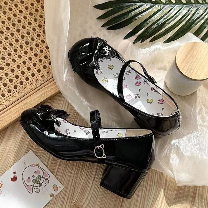 Fashion 2025 New Sweet Lolita Shoes Women Platform Summer Heels Round Head Cute Casual Flats Princess Leather Mary Jane Single Shoes