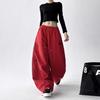Christmas Red Letter Sweatpants Women Loose Vintage Hip Hop American Pant High Waist Bf Streetwear Pockets Lace Up Wide Leg Pans