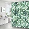 Watercolor Green Mosaic Shower Curtain – Abstract Tile Pattern, 12 Hooks, 70.8×70.8 In, Polyester, Machine Washable