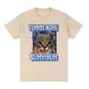 Vintage Tummy Ache Survivor Funny Cat Meme Printed Tee Shirt Women Clothing Fashion Short Sleeve Harajuku Oversized T Shirt