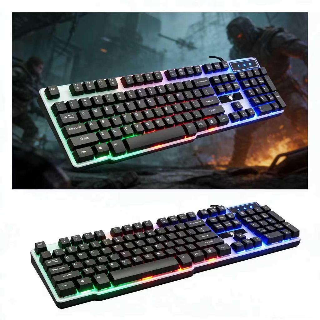 RGB Backlit Silent Membrane Gaming Keyboard, Mechanical Feel, 104-Key, Wired USB, Cross-Border.