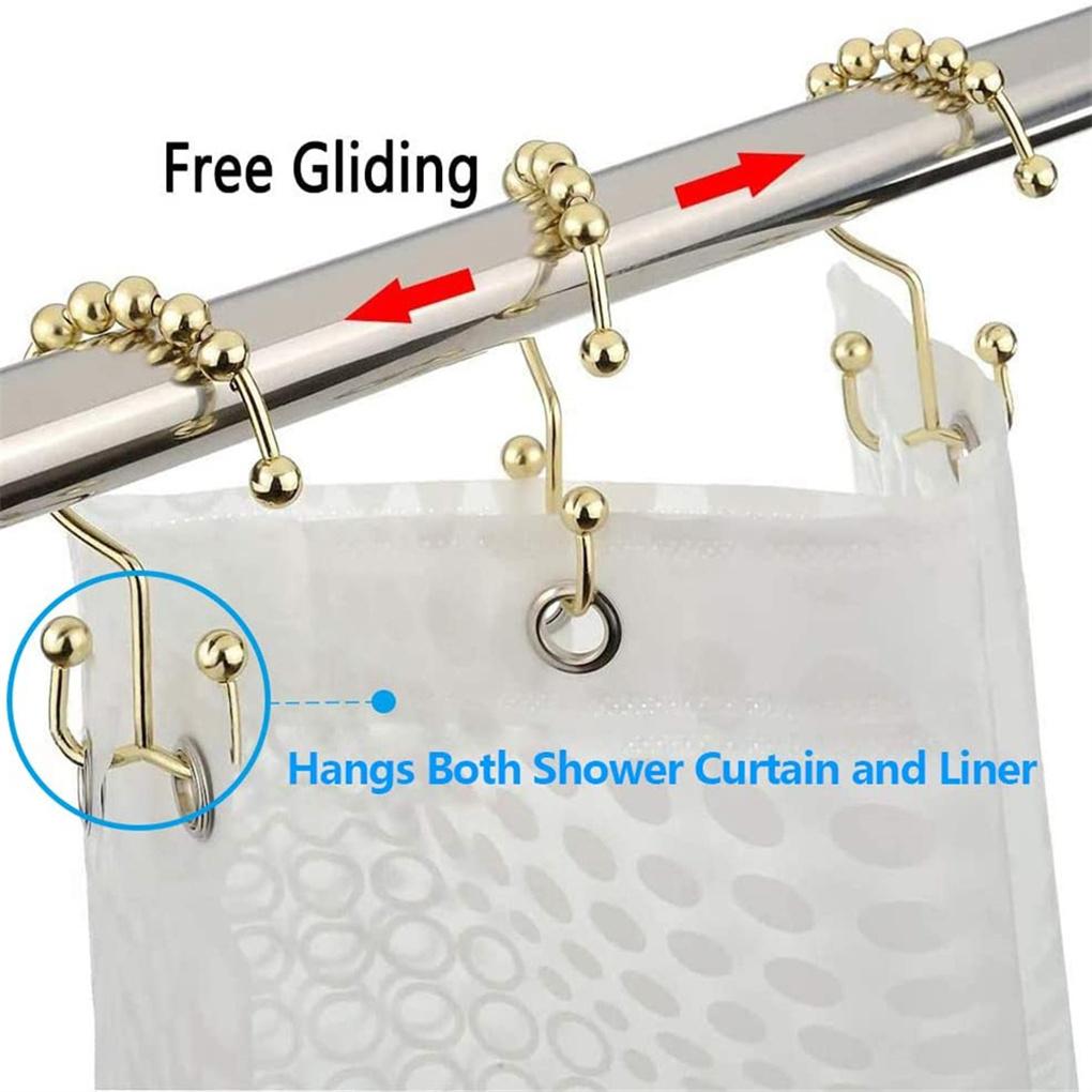 12 Pieces Shower Curtain Hooks Drape Hangers Bathing Liners Washroom Bathtub Clip Rings Household Farmhouse Accessories
