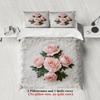 Rose Embroidered Bedding Set White Floral Pattern Bedding With Duvet Cover Pillowcases Wrinkle-Free Fade-Resistant For Bedroom