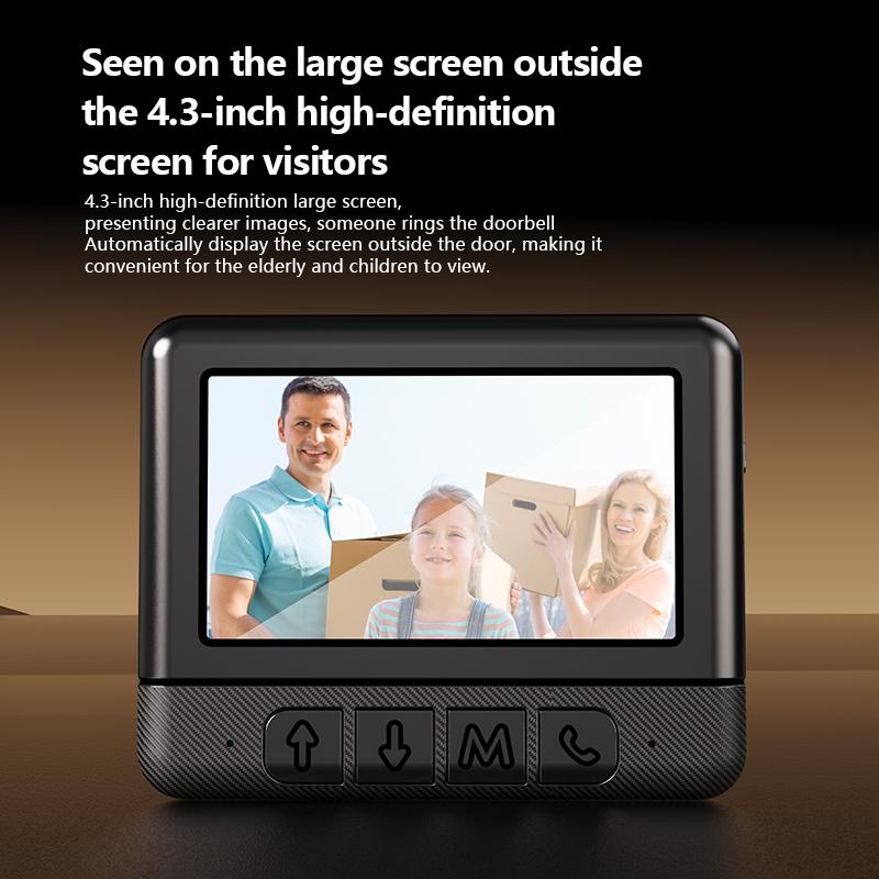 Wireless Visual Doorbell 2.4G No WiFi 4.3Inch HD Screen Two Way Audio Intercom Home Security Video Doorbell Camera With Night