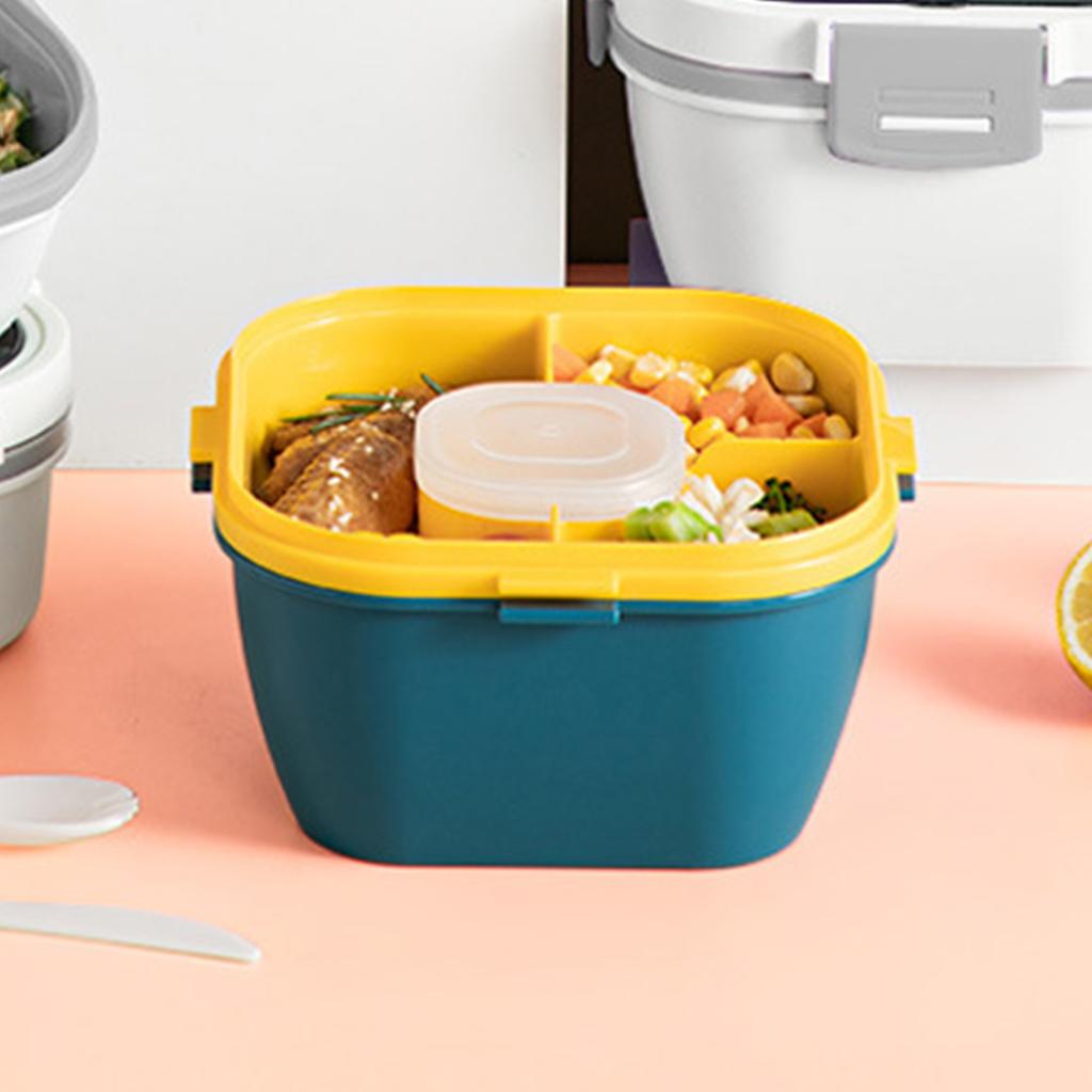 2 Schicht Plastik Salat Lunchbox Mikrowellengeeignet Salat Lunchbehälter Tragbar Obst Fettreduzierend