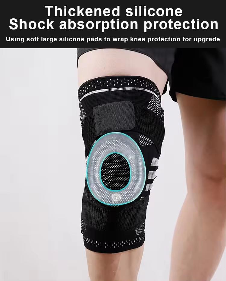 Adjustable Knee Brace with Silicone Pad Spring Stabilizers Breathable Compression Knee Support for Sports Running Basketball Gym