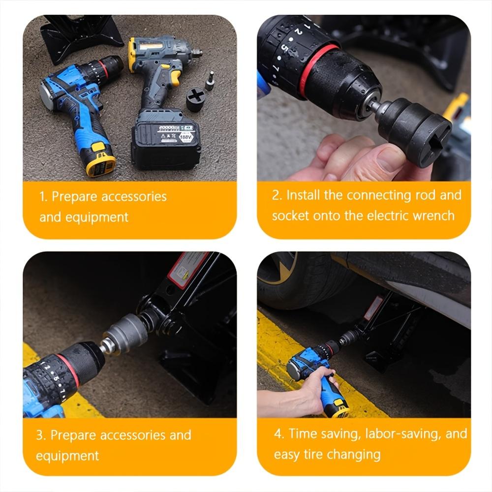 Jack Wrench Set, Including 1 Socket + 1 Hexagonal Air Screwdriver, Household Car Repair Tools, Scissor Lift Jack Tire Change Wrench