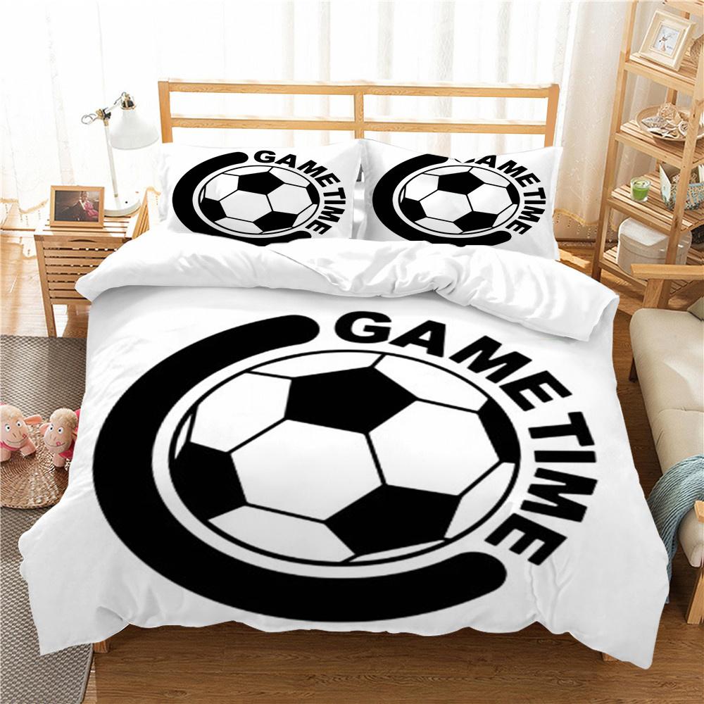 Costum de pat cu imprimeu 3D de fotbal Lenjerie de pat Husă de pilota Lenjerie de pat pentru acasă Cadou pentru copii Consolat din microfibră Husă de pilota respirabilă