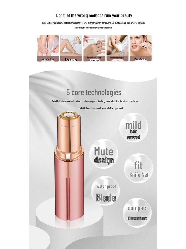 Electric Lipstick Shaver & Eyebrow Trimmer for Women - Multi-Use Personal Grooming Tool