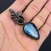 Labradorite & Mystic Topaz Pendant, Handmade Gemstone 999 Copper Wire Wrapped Pendant Antique Jewelry, For Gift Silver Jewelry