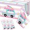 3 Pack Ice Cream Truck Tablecloth Party Decorations, Ice Cream Birthday Plastic Table Cloth Party Supplies, Disposable Rectangle Table Cover for Kids