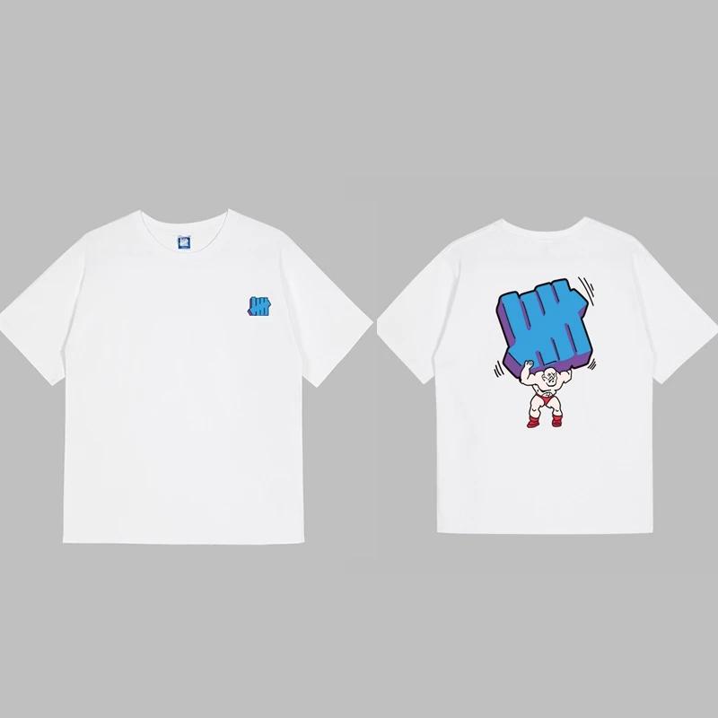 Trendy Brand Unbeaten Five Bar New Loose Short Sleeved Pure Cotton American High Street Round Neck Couple T-shirt Men's Ins