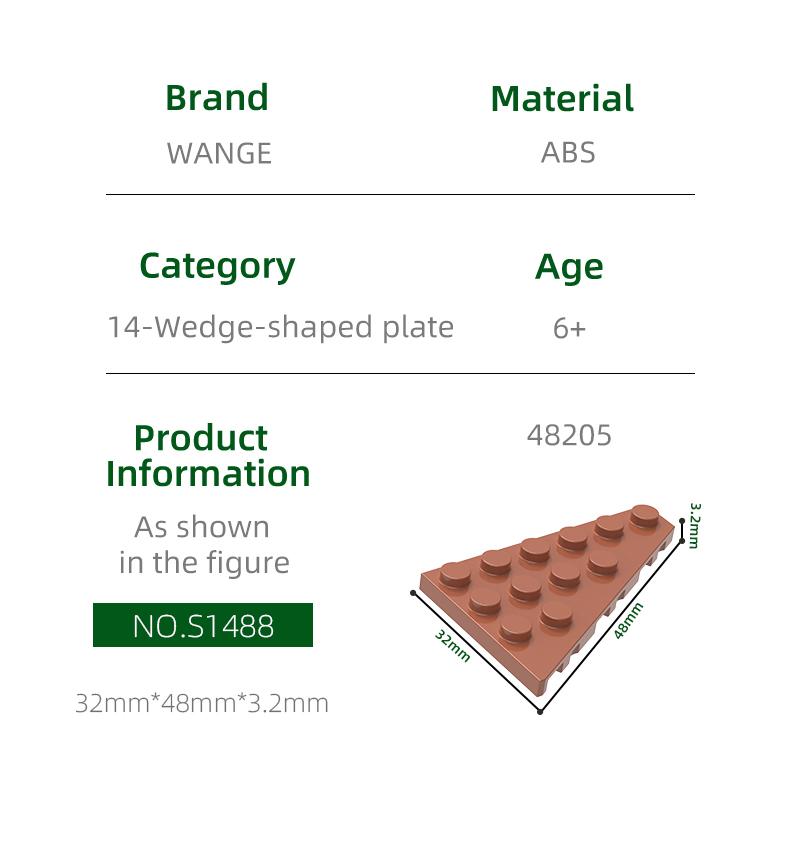 Non-Toxic 50Pcs/Lot 48205 4X6 Wedge Right Plate Building Blocks Moc Classic Accessories Compatible With Brick Toys Children Gift Box
