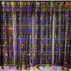 Nowe 2024 Kurtyna Fairy Lights Navidad LED Garland Wesołych Świąt Wisiorek Dekoracja Ślubna na Festoon Chambre Prezent Drop Ornam