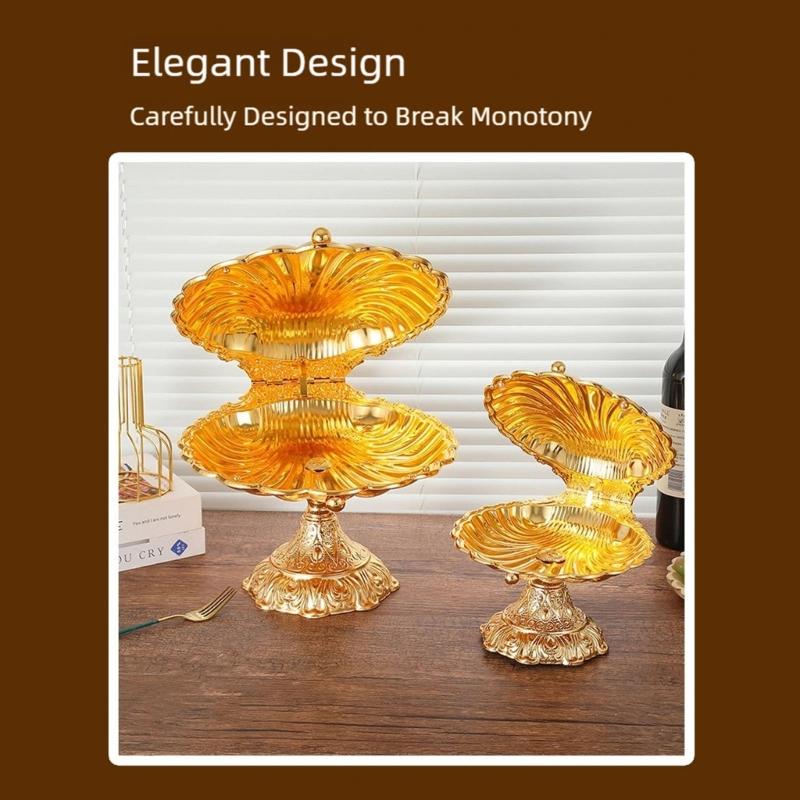 Durable Zinc Alloy High Foot Snacks Tray with European Shell Design for Corrosion Resistance and Easy Cleaning Maintenance.