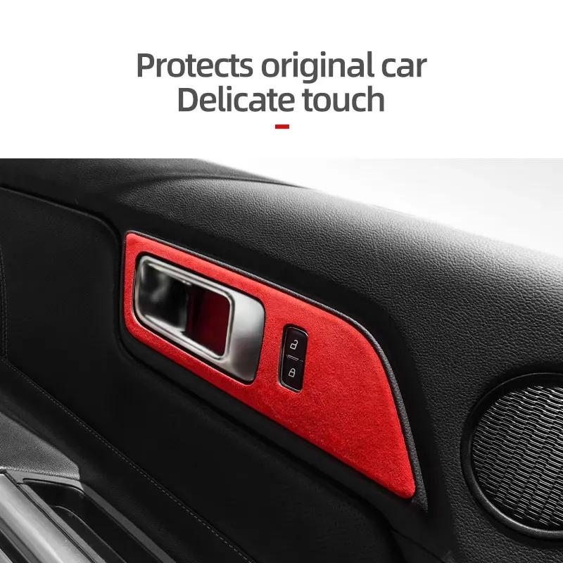 Make of Alcantara Betterhumz For Ford Mustang 2015- Auto Door Bowl Handle Trim Sticker Tuning Decor Car Interior Accessories