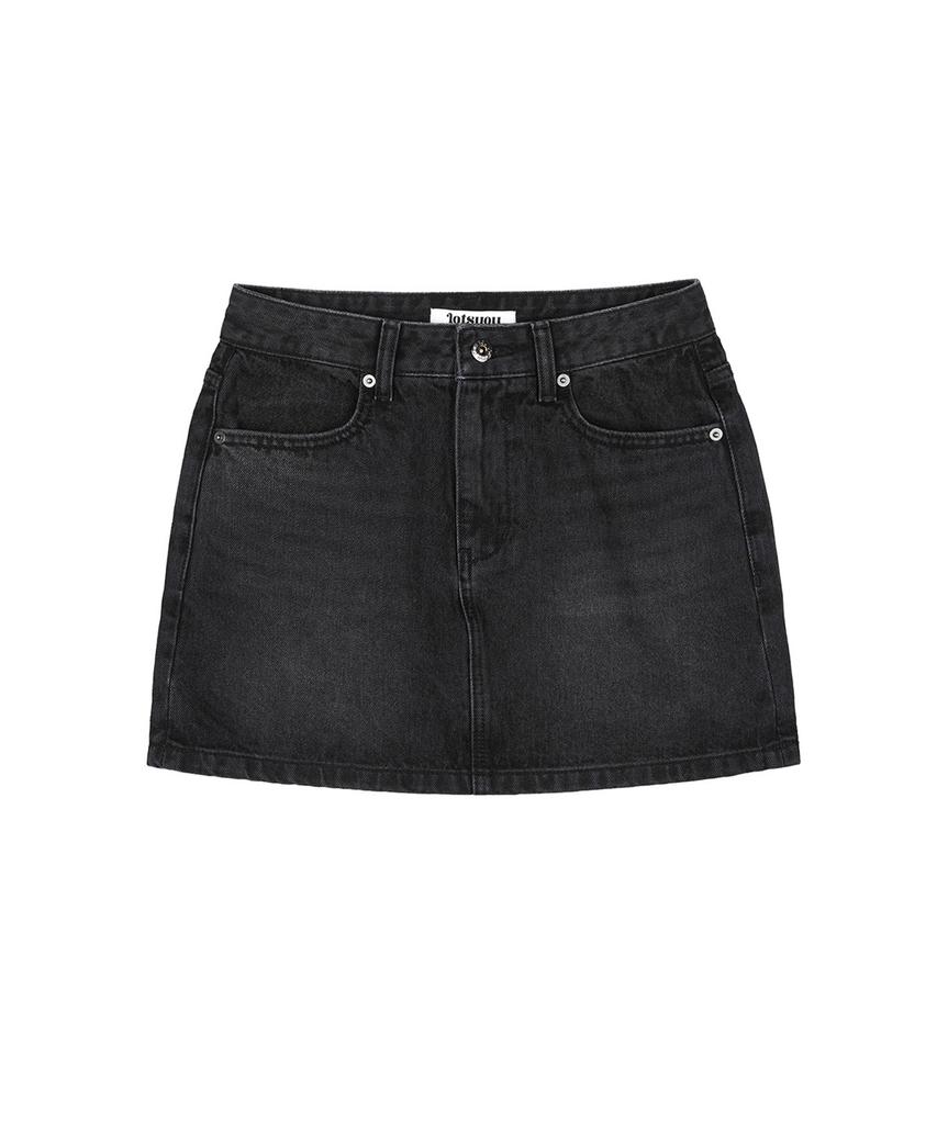 LOTSYOU Lotsyou_Vera Washed Black Denim Mini Skirt