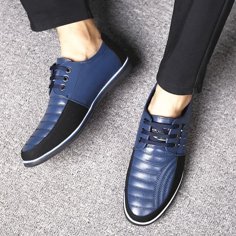 Men Casual Shoes Fashion Brand Classic Casual Men Pu Leather Shoes Black Hot Sale Breathable Business Lace-Up Men Shoes Big Size