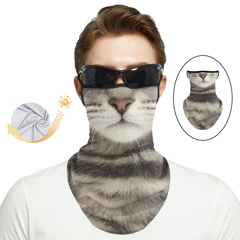 Creative Cat Dog Pattern Outdoor Sport Sunscreen Mask Road Riding Half Face Protective Mask Summer Breathable Ice Silk Face Mask