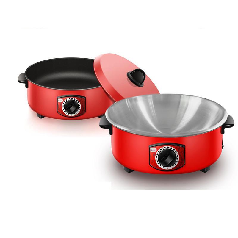 Red Multi Functional Hot Pot Dormitory Portable Electric Boiling Pot Household Large Capacity Cooking Utensil