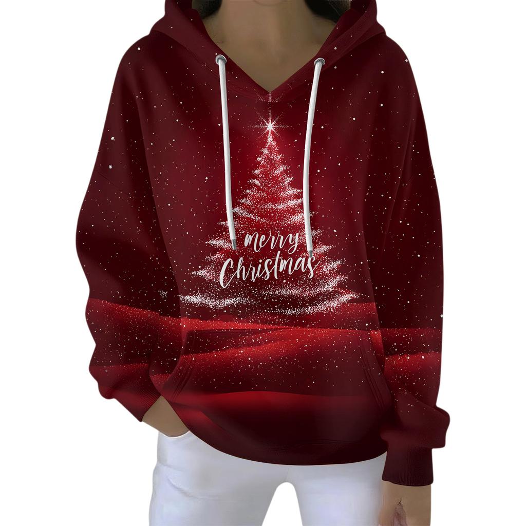 Women's Fashion Casual Hooded Loose Printed Long Sleeve Sweatshirt