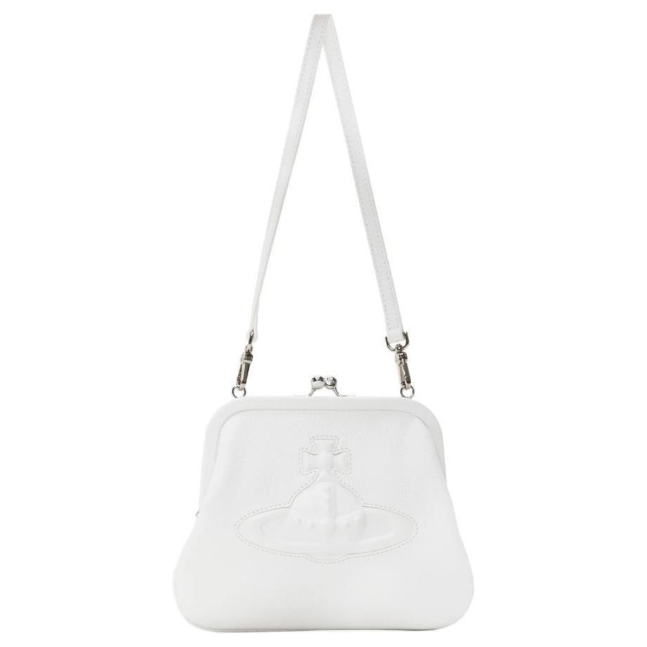 

VIVIENNE WESTWOOD Queen Elizabeth Front Embossed Logo Recycled Polyurethane Crossbody Shoulder Bag Unisex Bags White 241314F048001 Basic Set (Bag+Dust Bag)