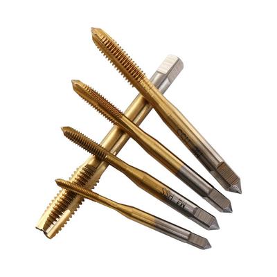 5 Stück Titanbeschichtung Gewindebohrer Geradgenutet Metrisch Maschinengewinde Gewindebohrer Spiralanschnitt HSS Gewindebohrer Bohrer Set Handwerkzeuge