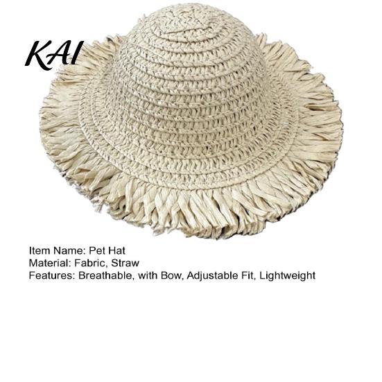 Comfortable Pet Straw Hat Cat Hat, Sun with Lace And Bow, Summer Soft Cute Protection for Cats Small Dogs Outdoor Walks Dog