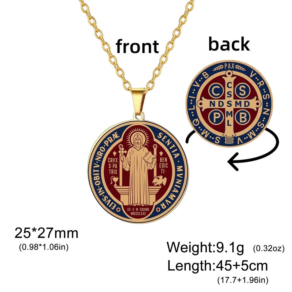 St. Benedikt Pentagramm Halskette Edelstahl Hexenknoten Religiöser Schmuck mit Tetragrammaton Symbol für Schutz