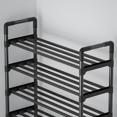 Multi-Layer Foldable Metal Shoe Rack - Black