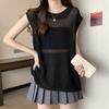Hollow Knit Vest for Summer Mid To Long Style Paired with Round Neck Sleeveless Vest and Camisole Top for Outerwear