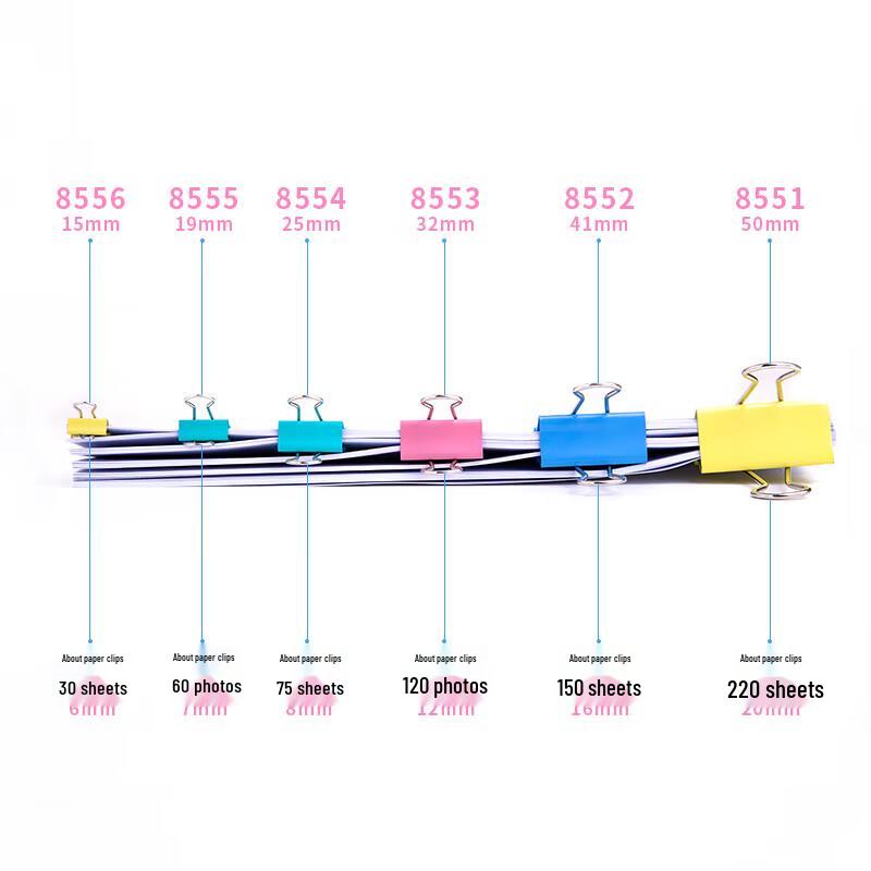 Deli 32mm Colorful Metal Binder Clips, Medium, 24-Pack