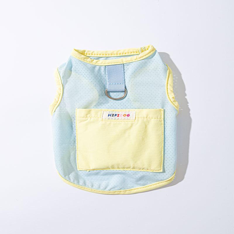 

Летняя одежда для собак Макарон Радуга Карманы Тяга Прохладнее Тедди Бигбер Прохладнее Питомец Велосипед XXL (recommended weight 15-10kg) бонди синий