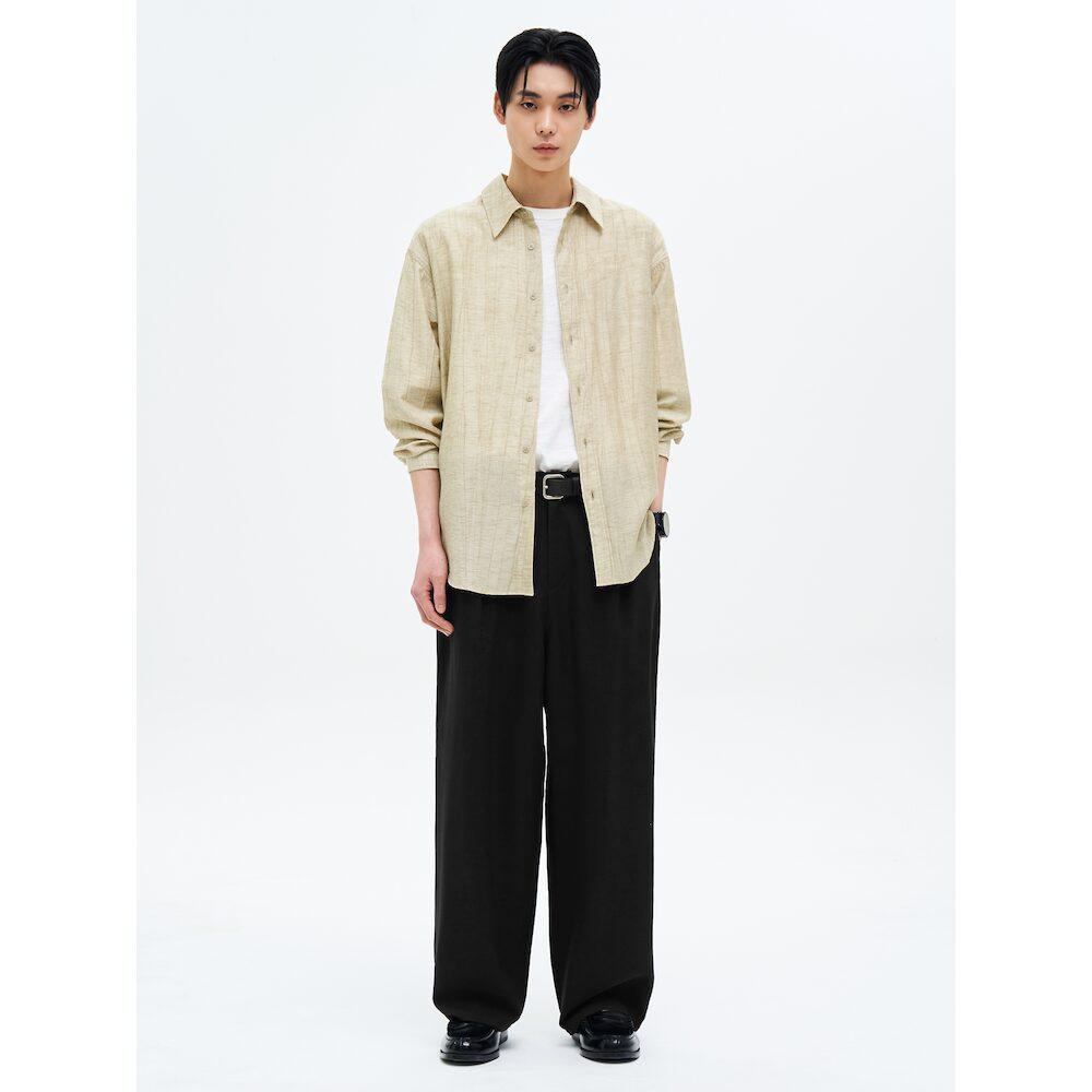 8SECONDS Double-Pleat Wide Slacks Black