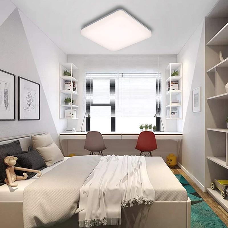 Living Room Lamp 24W Square Mount LED Ceiling Light - Gold Edge