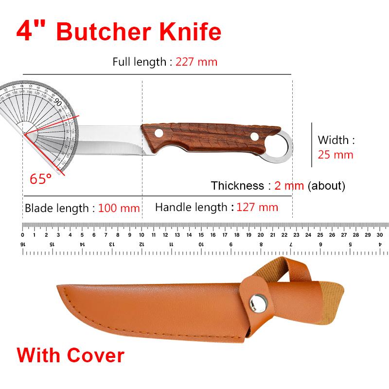 Stainless Steel Butcher Boning Knife Chef Slicing Meat Fruit Steak Knife Cleaver Kitchen Knives Plastic Handle Utility Knife