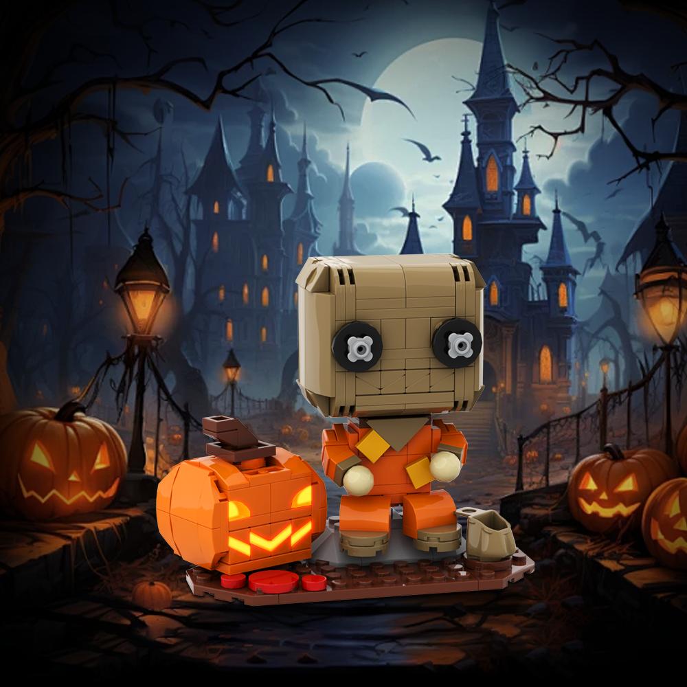 Gobricks MOC Horror Movie Halloween Trick'r Treat Brickheadz Bricks Model Pumpkin Man Ghost Cat Building Blocks DIY Toys Gift