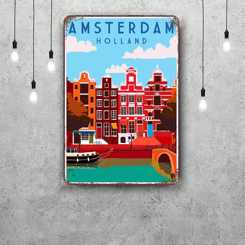 city Retro Vintage Tin Sign Poster Decorative Plaque Metal Plate Wall Decor