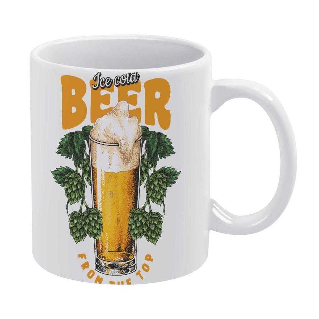 1pc 11oz Double-Sided Printed Mug for Beer Enthusiasts, Smooth Ceramic Cup, Fun and Practical Gift for Friends