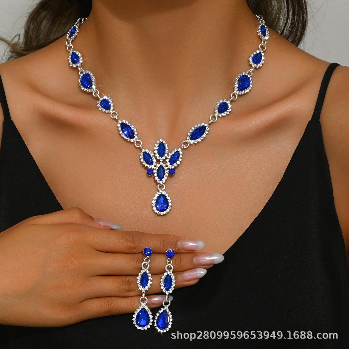 

Изысканный набор колье и серег с кристаллами и бриллиантами в форме капли воды, свадебные аксессуары для невесты