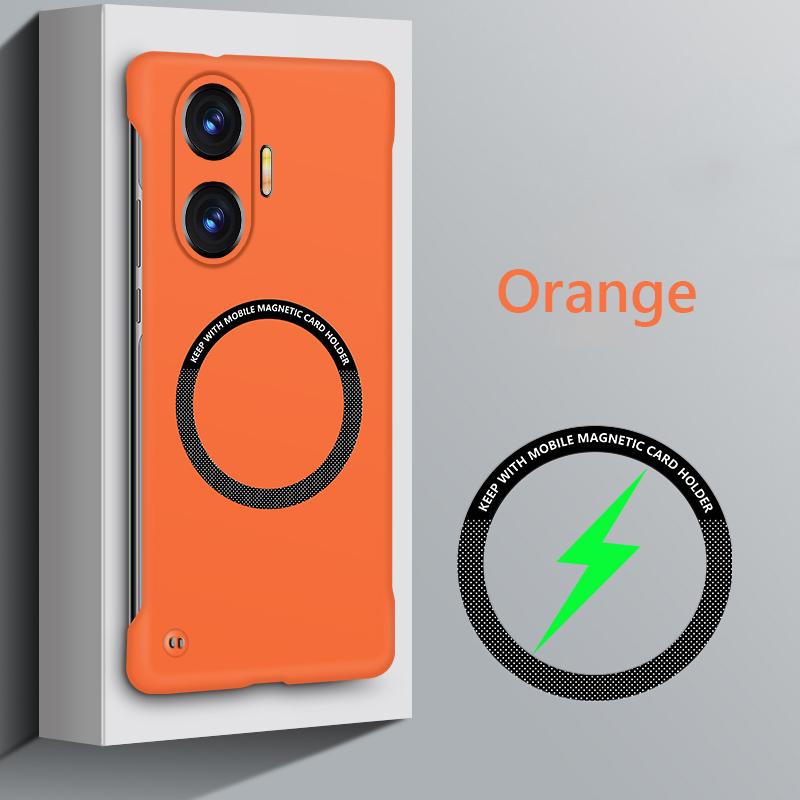 

Безрамочный Магнитный Тонкий Чехол для Magsafe для Xiaomi Poco F7 PocoF7 5G Беспроводная Зарядка Жесткая Задняя Крышка Poco F7 оранжевый