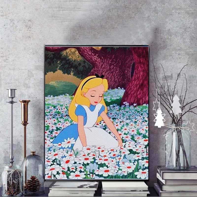 Disney Diamond Painting Alice in Wonderland Animation Cartoon Cross Stitch Diamond Painting Mosaic Embroidery Wall 5D DIY Artist Home Decor Gift