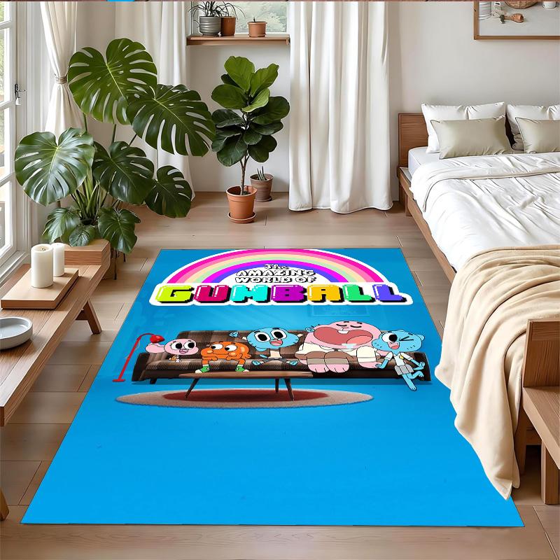 Rutschfeste Kristall-Samt-Fußmatte, Teppich im Amazing World of Gumball Design für Innenbereiche, Wohnzimmer, Schlafzimmer, Heimdekoration