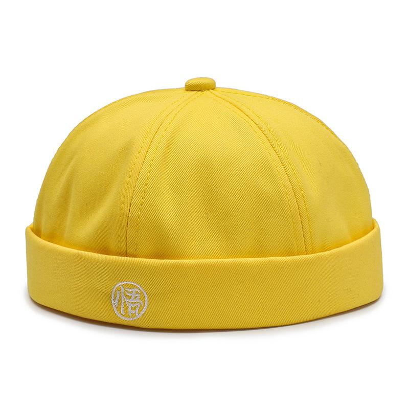 

Топ Круглый Стильный Вышитый Хлопковый Берет для Лета для Защиты от Солнца и Модного Образа жёлтый