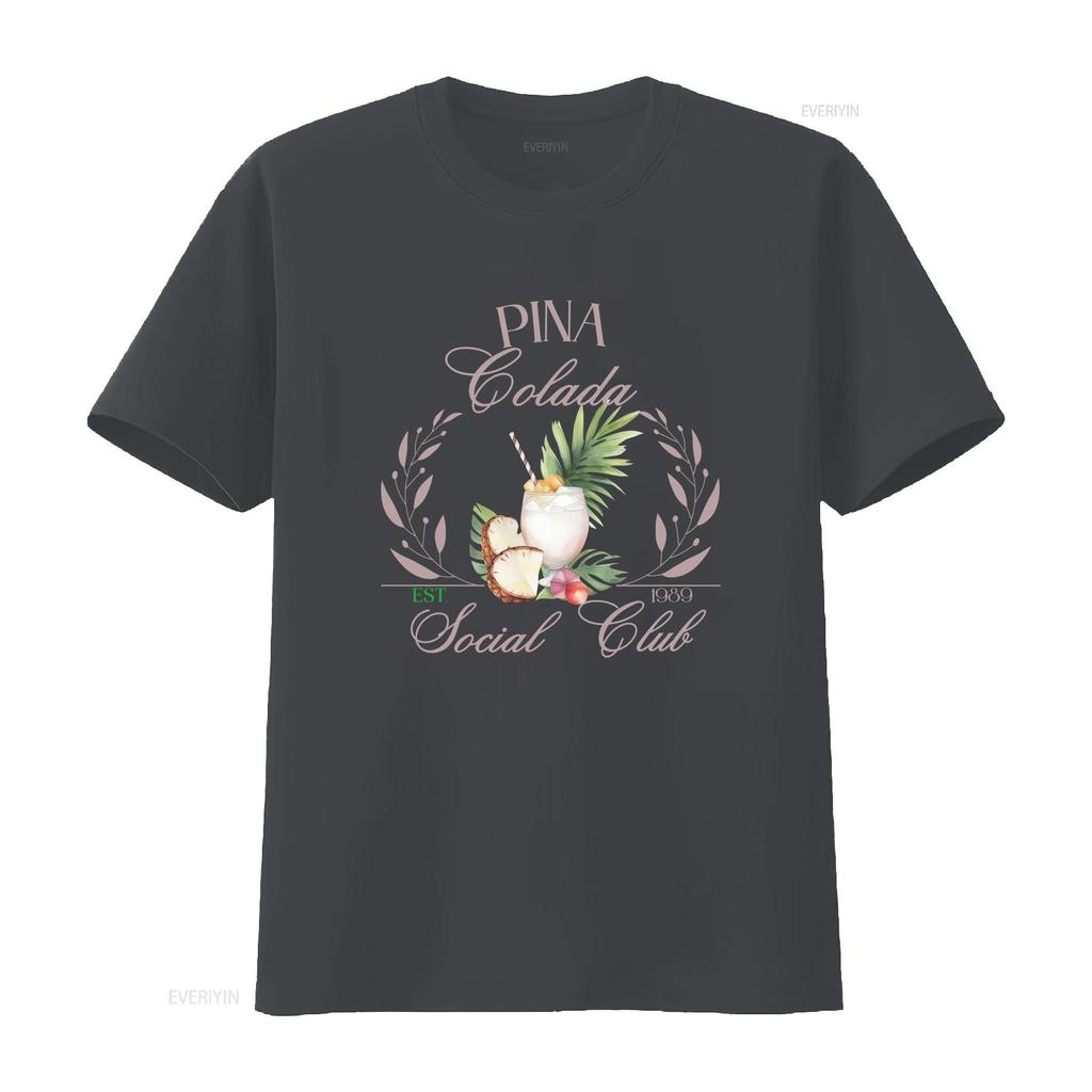 Vintage Retro Pina Colada Social Club Tropical Cocktail Pineapple Print Casual T Shirt vintage Washed Slightly Stylish homme